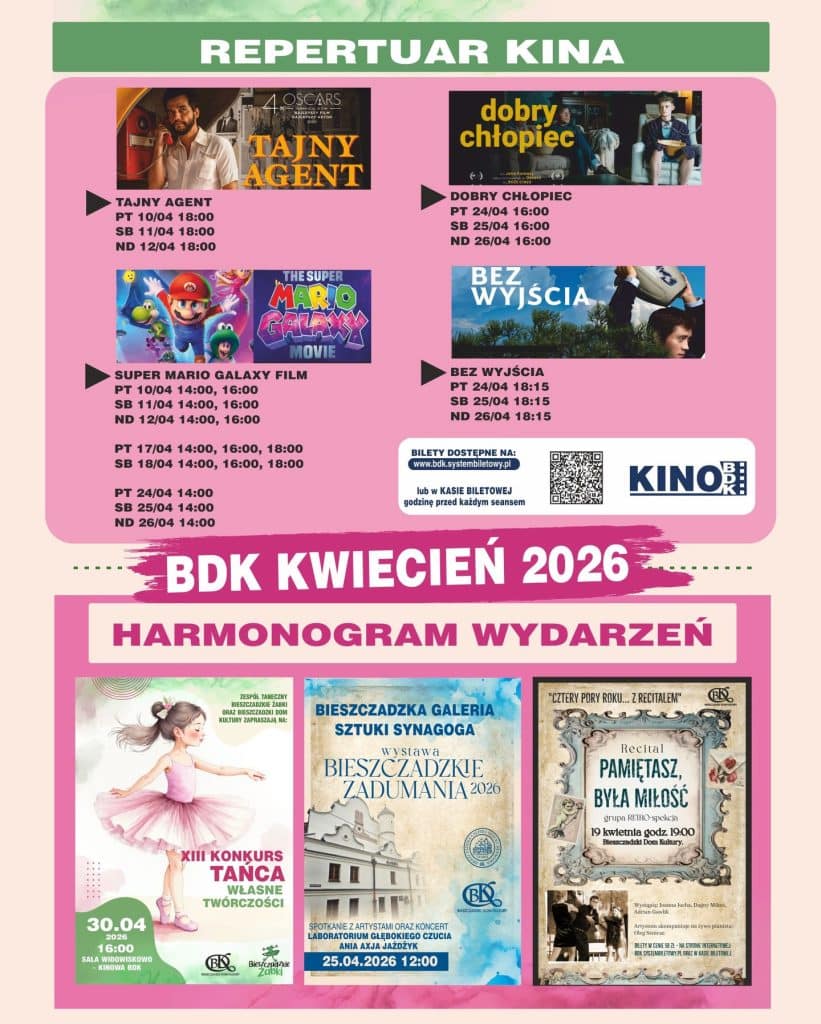 Kino BDK Lesko, repertuar na kwiecień 2026 r.