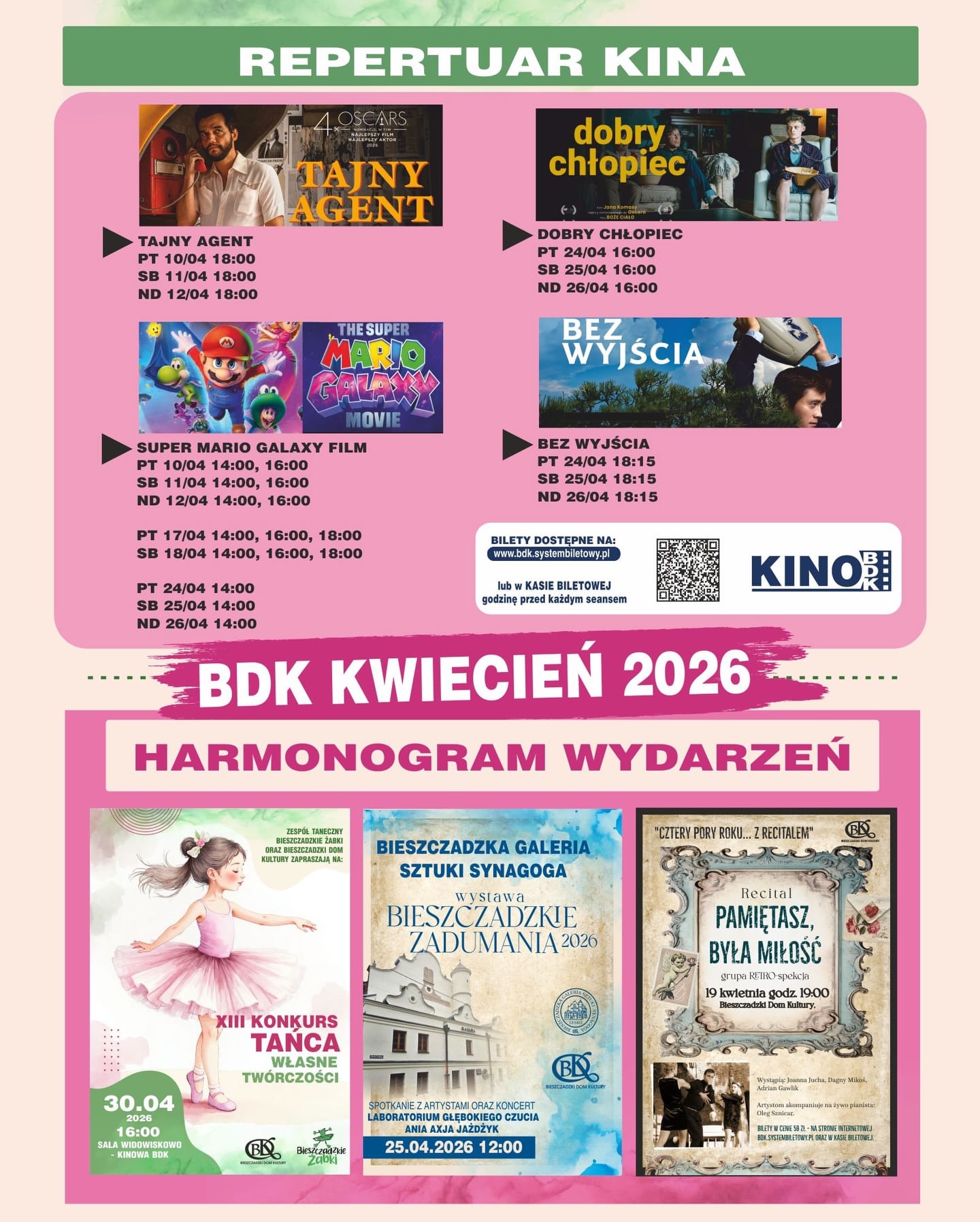 Kino BDK Lesko, repertuar na kwiecień 2026 r.